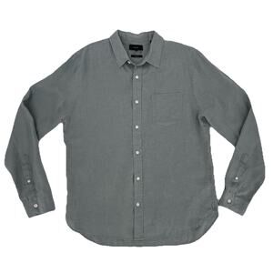 Vince Men's Classic Fit 100% Linen Button Down Shirt Sage Green Size Medium